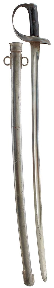 OF 21ST LANCERS INTEREST - AN 1885 PATTERN CAVALRY TROOPER'S SWORD,: 85cm slightly curved fullered blade with various Ordnance and date stamps at the forte, regulation steel bowl guard pierced with a Maltese cross to the front, two-piece riveted chequered leather