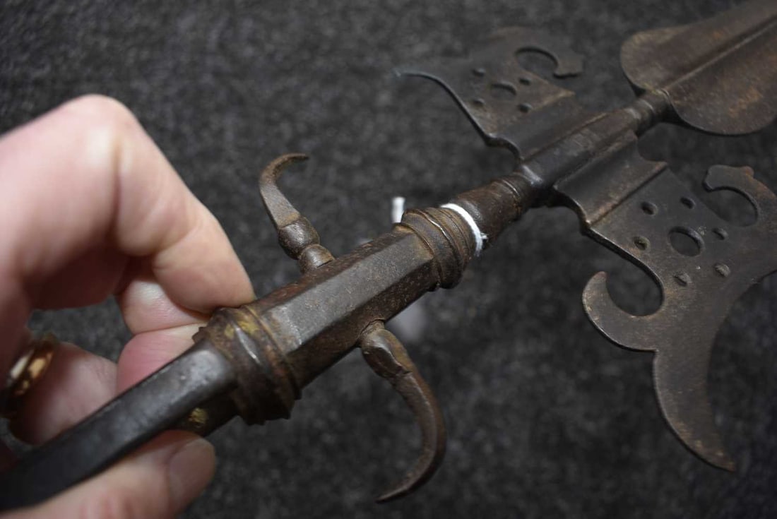 A SPONTOON OR HALBERD HEAD, - 12