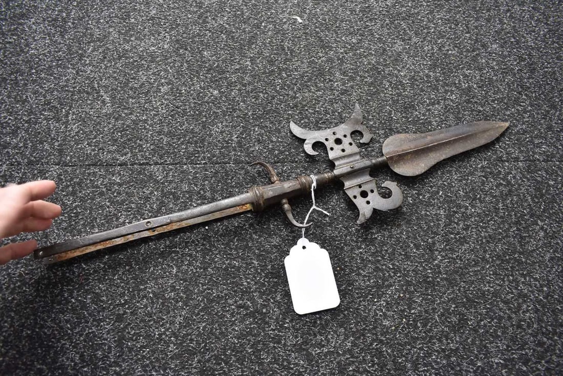 A SPONTOON OR HALBERD HEAD, - 9