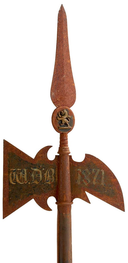 A BRACE OF 18TH CENTURY BRITISH SERGEANT'S HALBERDS, (1 of 7)