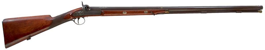 A 13-BORE SPANISH BARRELLED PERCUSSION SPORTING GUN BY EDWARD BOND, (1 of 14)