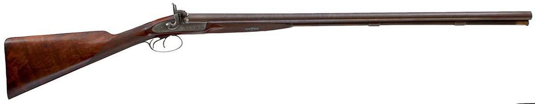A 10-BORE DOUBLE BARRELLED PERCUSSION SPORTING GUN BY FREDERICK SHARP, (1 of 13)