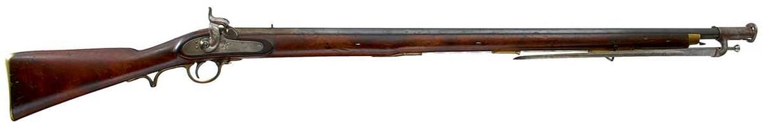 A RARE .750 CALIBRE EAST INDIA COMPANY PERCUSSION SERVICE MUSKET OF PATTERN D3, (1 of 14)