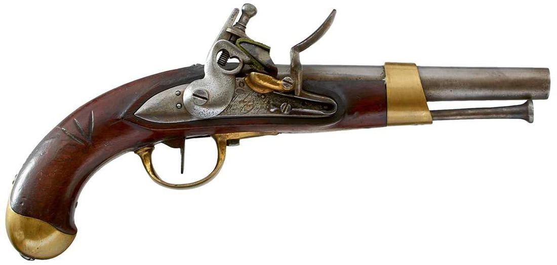 A WATERLOO PERIOD .700 CALIBRE FRENCH AN IX FLINTLOCK SERVICE PISTOL, (1 of 20)
