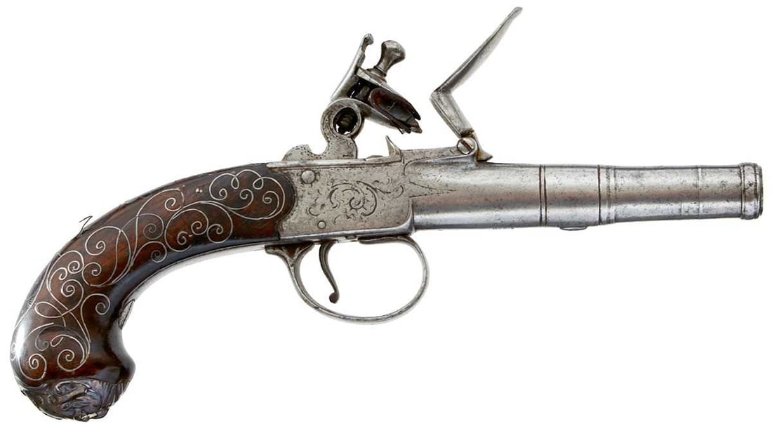 A 54-BORE FLINTLOCK BOXLOCK POCKET PISTOL BY KETLAND & CO, (1 of 14)
