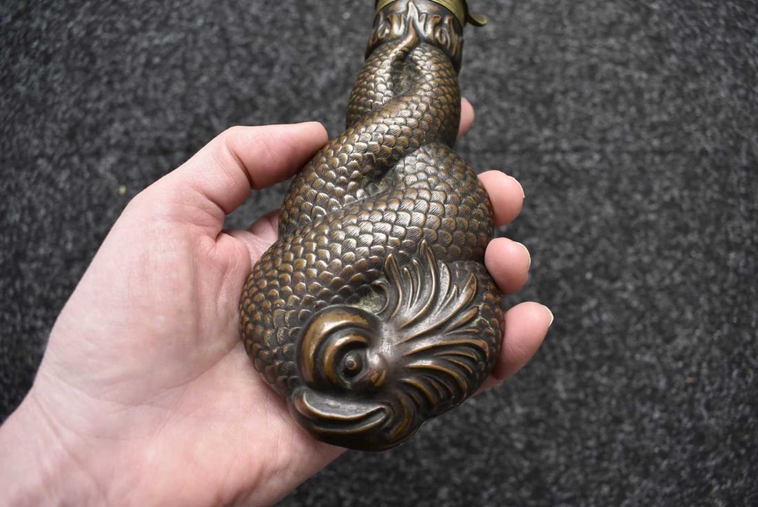 A LARGE SIZED DOLPHIN FLASK BY BARTRAM, - 2