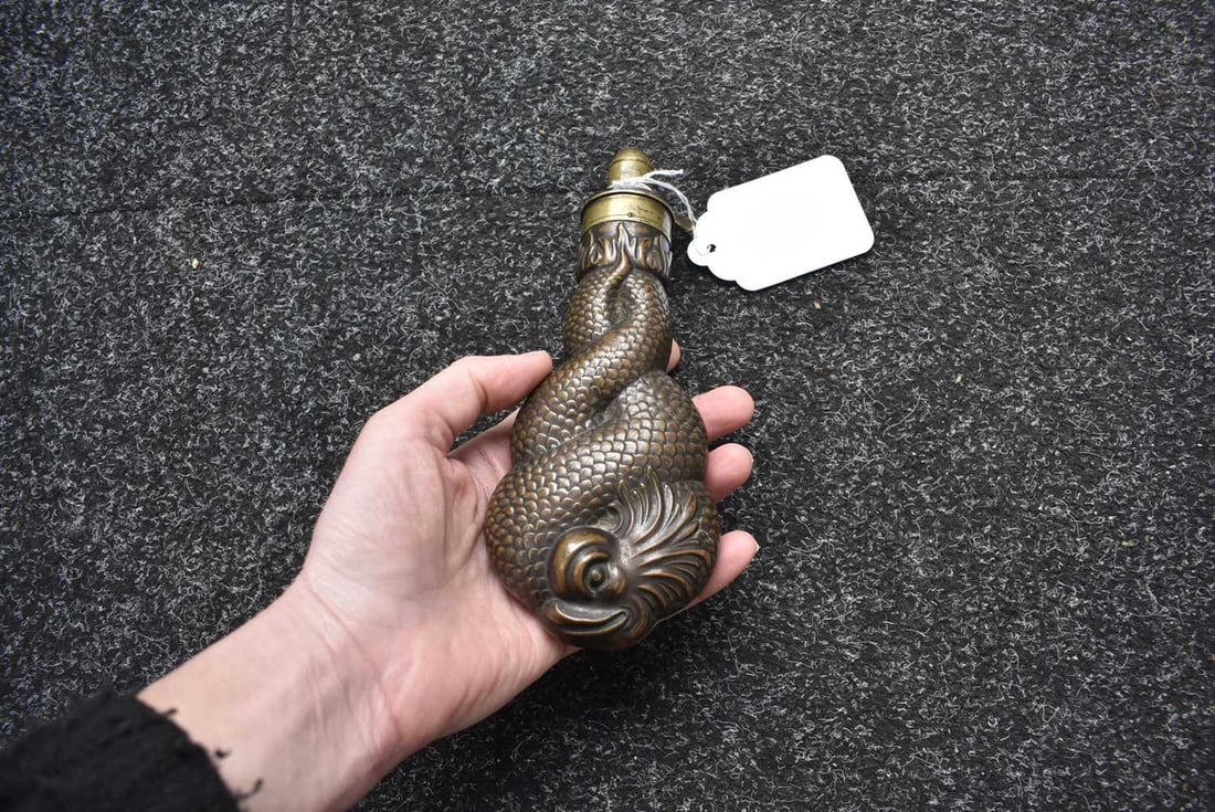 A LARGE SIZED DOLPHIN FLASK BY BARTRAM, - 4