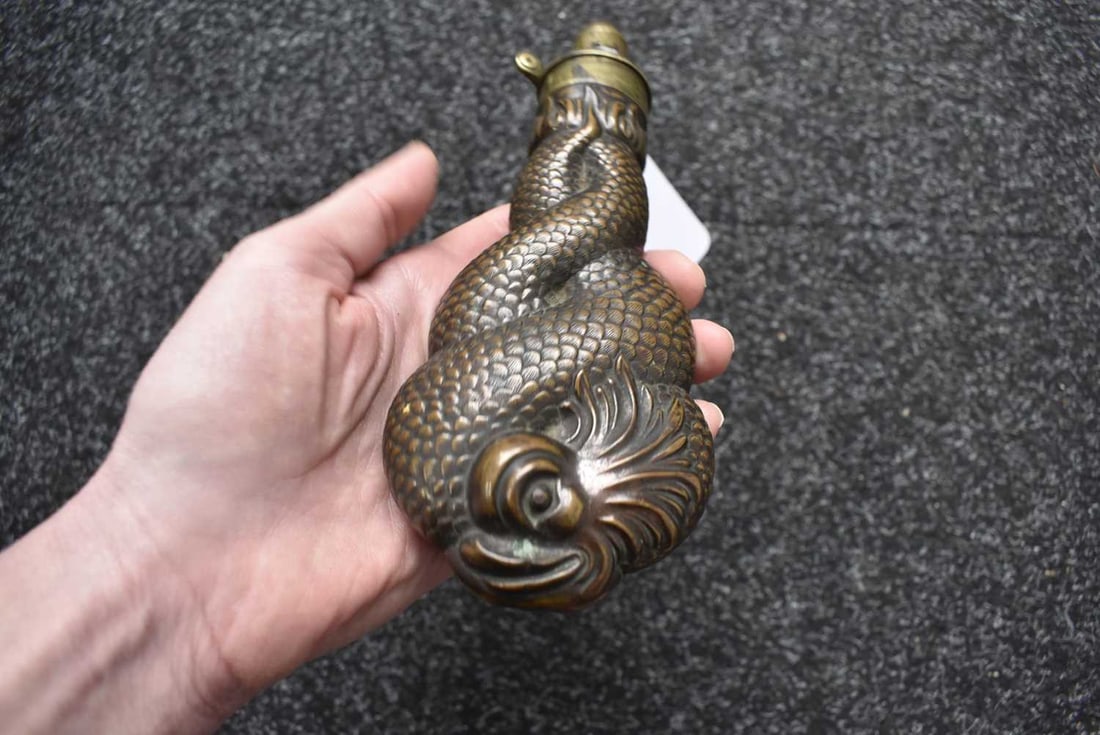 A LARGE SIZED DOLPHIN FLASK BY BARTRAM, - 7