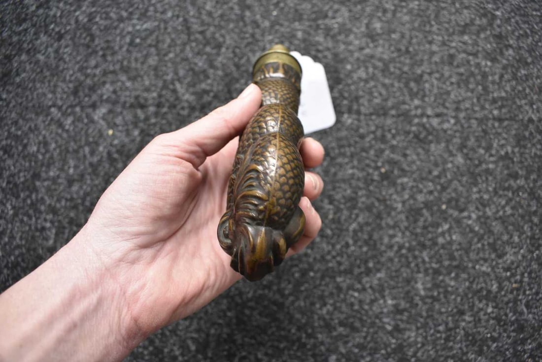 A LARGE SIZED DOLPHIN FLASK BY BARTRAM, - 9