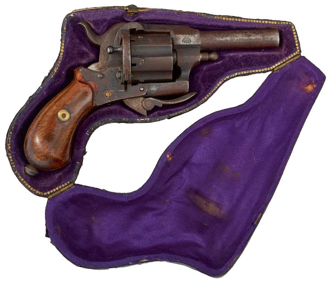 A PIPE CASED 7MM SIX-SHOT PINFIRE REVOLVER BY DRESSE-LALOUX & CO, (1 of 13)