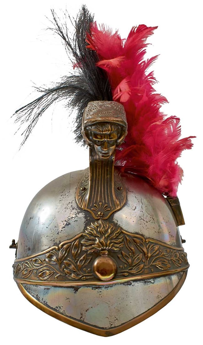 A REPRODUCTION FRENCH CUIRASSIERS HELMET, (1 of 9)
