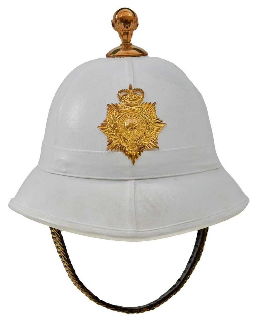 AN EIIR ROYAL MARINES PITH HELMET TO SERGEANT EDWARD BURNELL MBE ROYAL MARINE COMMANDOS, (1 of 12)