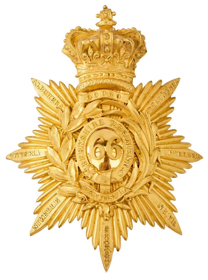 A 66TH (BERKSHIRE) REGIMENT OFFICER'S SHAKO PLATE, (1 of 8)