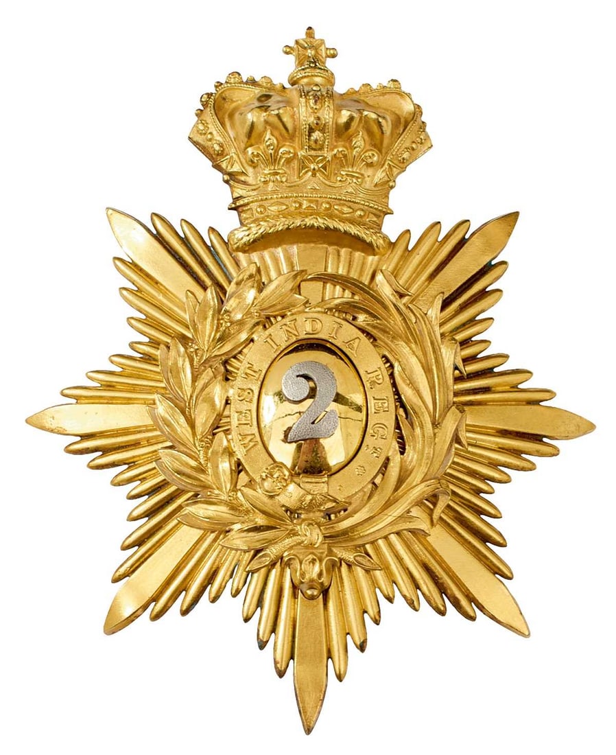 A 2ND (WEST INDIA) REGIMENT OFFICER'S SHAKO PLATE, (1 of 6)