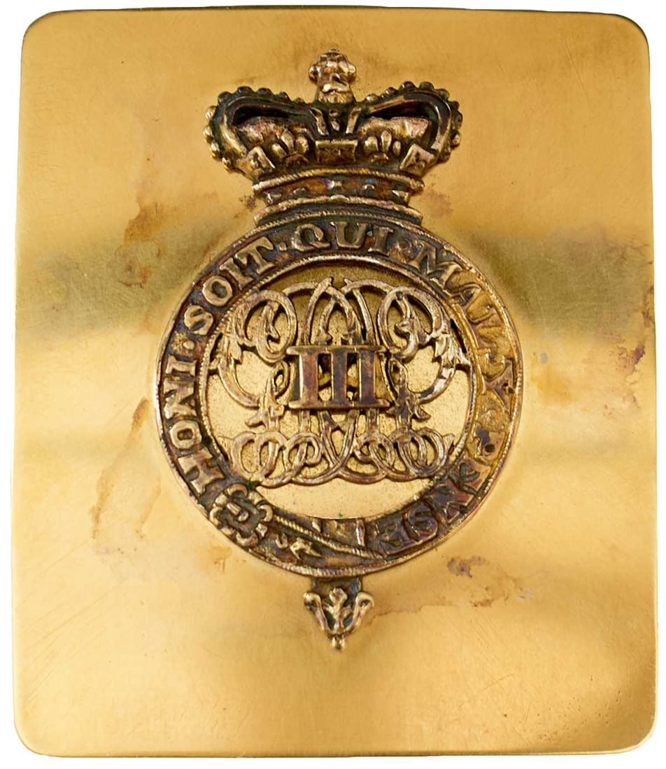 A GEORGE III 1ST REGIMENT OF FOOT OR GRENADIER GUARDS OFFICER'S SHOULDER BELT PLATE, (1 of 5)