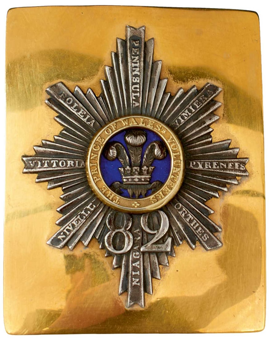 AN 82ND (PRINCE OF WALES VOLUNTEERS) REGIMENT OFFICER'S SHOULDER BELT PLATE, (1 of 5)