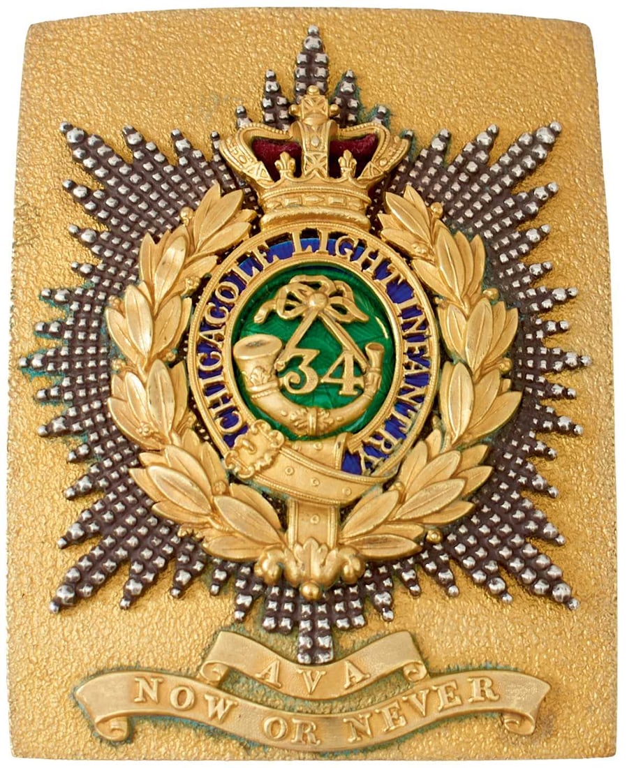 INDIAN ARMY: A 34TH LIGHT INFANTRY (CHICACOLE) OFFICER'S SHOULDER BELT PLATE (1 of 5)