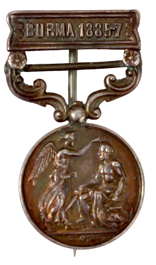 A MINIATURE INDIA GENERAL SERVICE MEDAL,: for the third Burmese War, bar for BURMA 1885-7, pin backed.