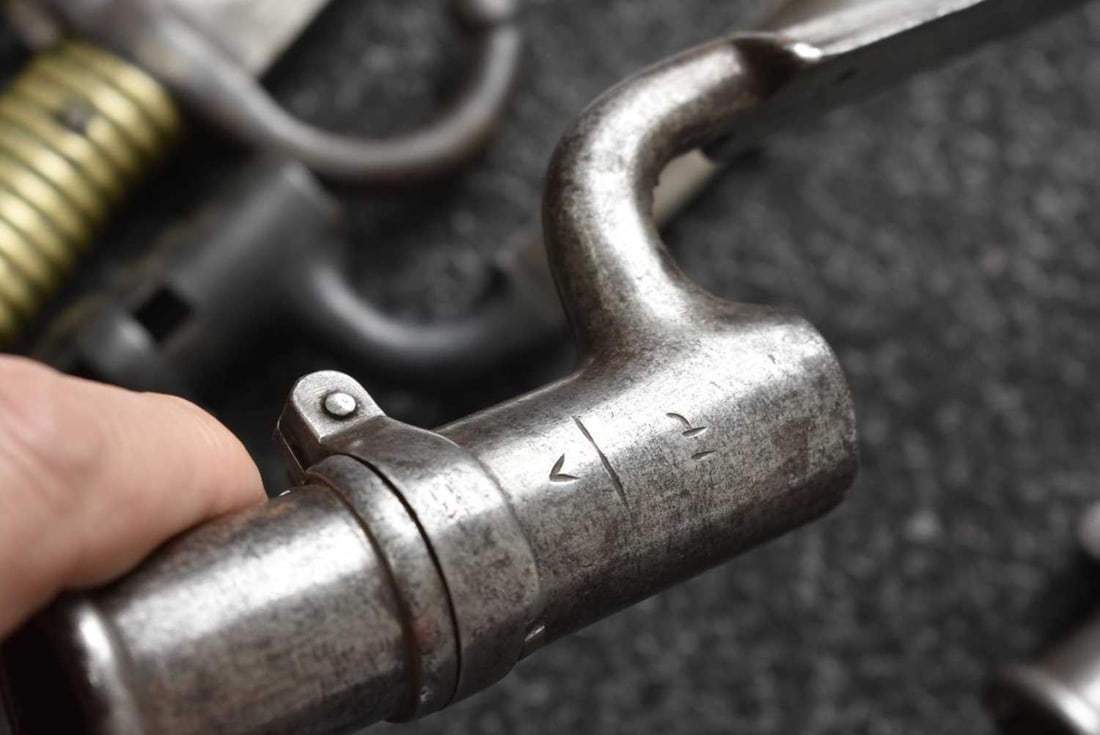 A BROWN BESS TYPE SOCKET BAYONET WITH LOCKING RING, - 5