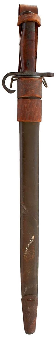 A JAPANESE ARISAKA BAYONET,: stamped 8 MAN on the pommel and branded RM to one grip, in an American scabbard, together with a Martini Henry socket bayonet in its scabbard. (2)