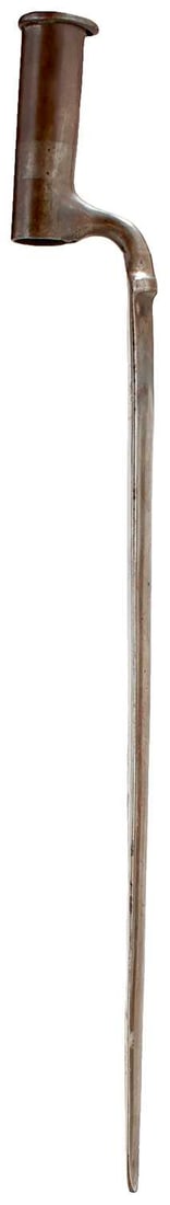 A BROWN BESS TYPE SOCKET BAYONET,: together with three Ordnance marked socket bayonets. The 1st probably a copy. (4)