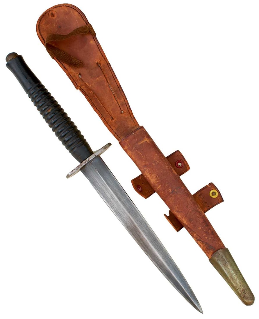 A SCARCE FAIRBAIRN SYKES THIRD PATTERN WOOD GRIPPED RAF COMMANDO KNIFE, (1 of 15)