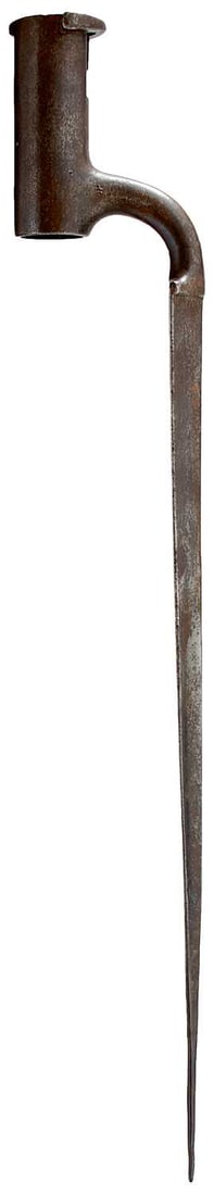 FIVE VARIOUS SOCKET BAYONETS,: three with English Ordnance marks, the remaining two of Continental origin. (5)