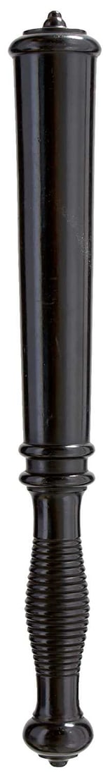 SIX VARIOUS TRUNCHEONS,: comprising a 19th Century ebonised truncheon of mallet form, 35.5cm long, a plain ebonised baton, and four further truncheons with turned grips. (6)