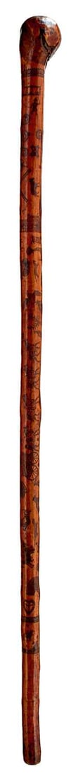 A VERY GOOD GEORGE IV FOLK ART TREEN WALKING STICK, (1 of 20)