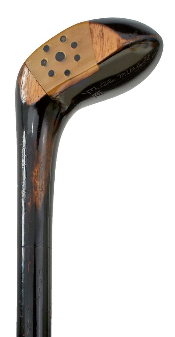 A 20TH CENTURY WALKING STICK IN THE FORM OF A GOLF CLUB, (1 of 10)