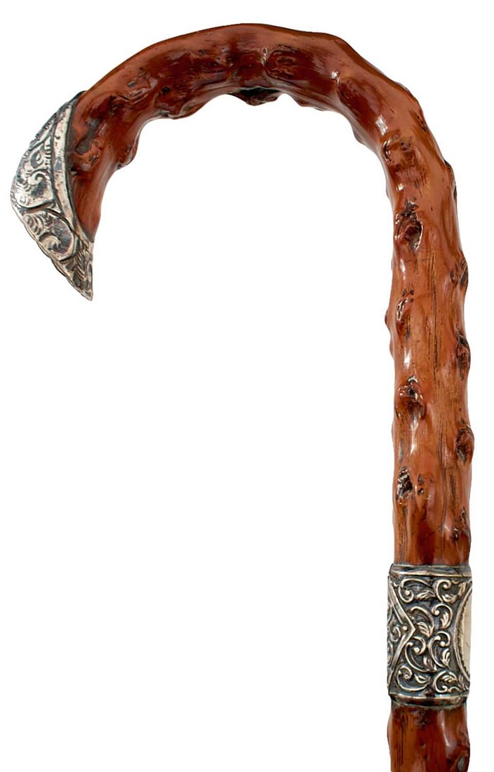 AN EDWARDIAN SILVER MOUNTED WALKING STICK, (1 of 15)