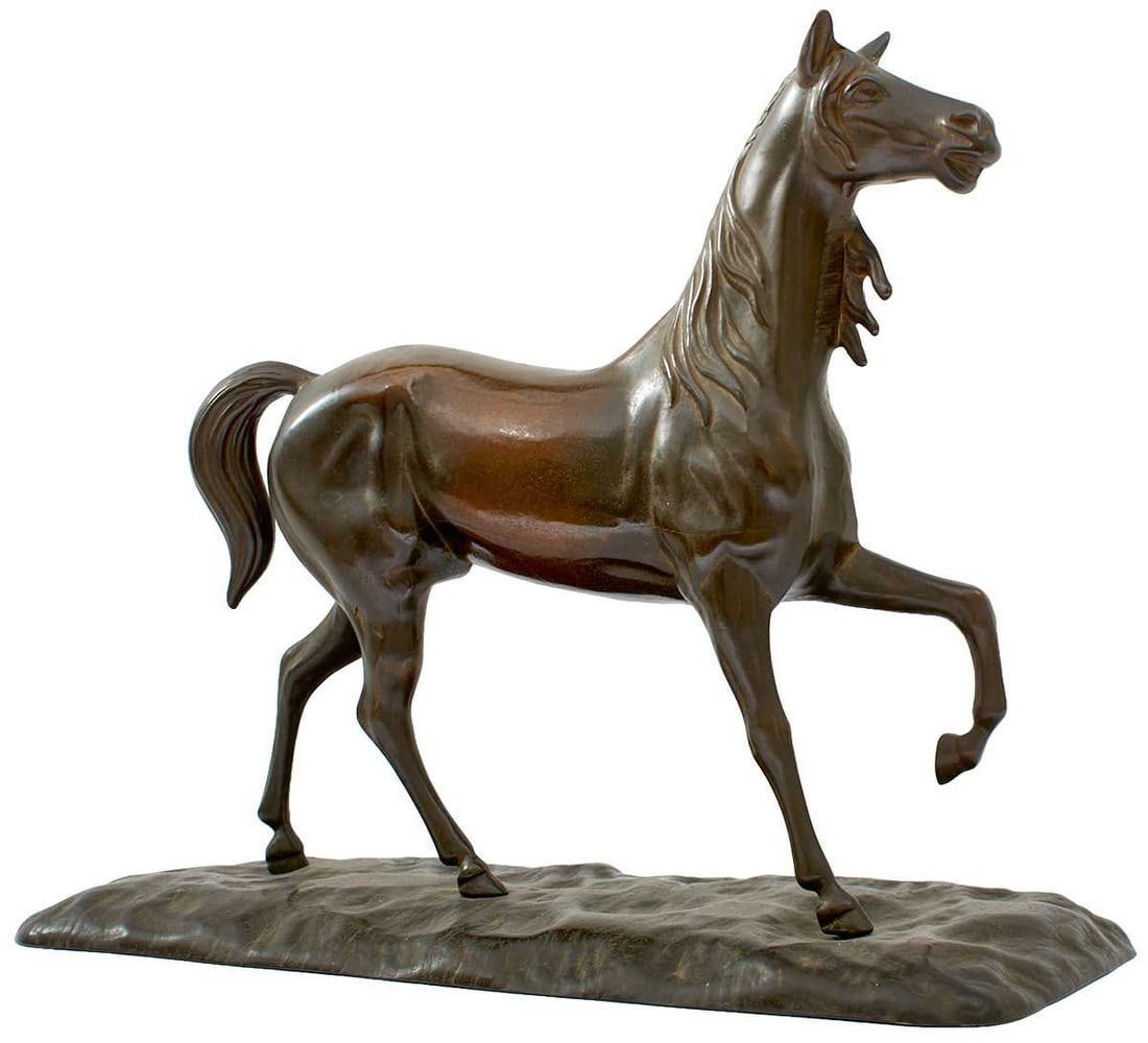 A BRONZE FIGURE OF A HORSE, (1 of 7)