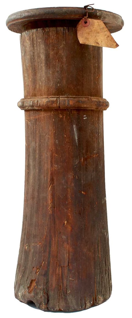 AN 18TH CENTURY NAVAL CARTRIDGE BOX AND LID: a wooden powder monkeys cartridge box and lid from the wreck of HMS Invincible, which sank in the Solent in 1758. Box of lime wood and lid of oak, with certificate of authenticity, The Invincible was