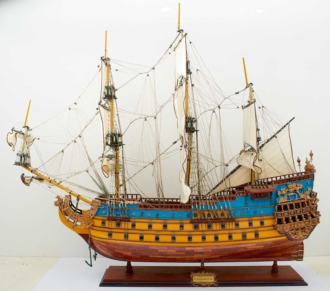 A MODEL OF THE FRENCH SHIP OF THE LINE SOLEIL ROYAL, (1 of 13)