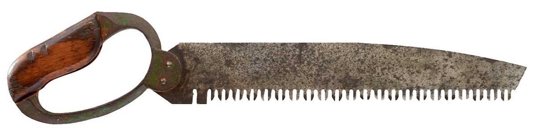 A 19TH CENTURY NAVAL SURGEON'S SAW,: tip lacking, together with a First War example, and two wooden boxes containing a large quantity of 19th Century and later scalpels. (Parcel)