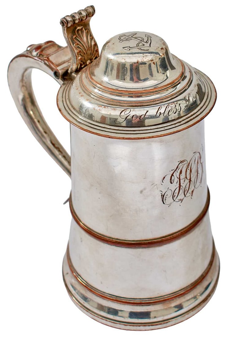 OF ADMIRAL LORD NELSON INTEREST: A 19TH CENTURY COMMEMORATIVE SILVER PLATED TANKARD, (1 of 11)
