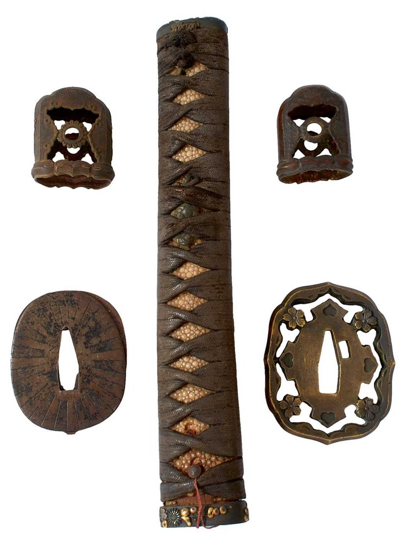 A BOX OF JAPANESE SWORD FITTINGS, (1 of 11)