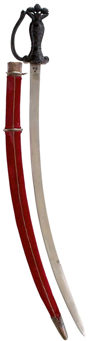 A GOOD 19TH CENTURY BASALT HILTED INDIAN SHAMSHIR, (1 of 17)