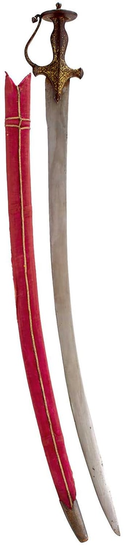 A 19TH CENTURY INDIAN TULWAR OR SWORD, (1 of 20)