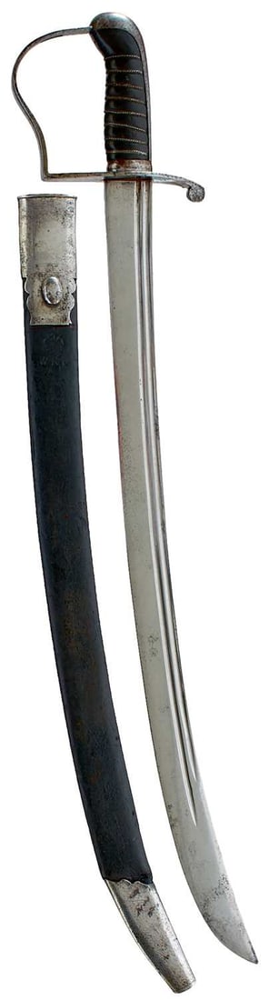 A SCARCE VICTORIAN CONSTABULARY HANGER TO THE WEST RIDING CONSTABULARY,: A SCARCE VICTORIAN CONSTABULARY HANGER TO THE WEST RIDING CONSTABULARY, 61cm curved double fullered blade, regulation steel stirrup hilt, wire bound leather grip, in its steel mounted leather