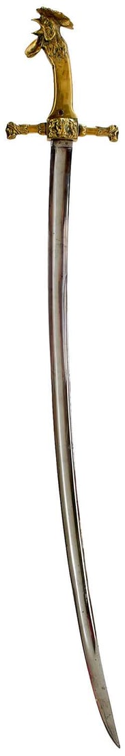 A FRENCH NAPOLEONIC PERIOD 1810 PATTERN SAPPER'S SIDEARM OR SWORD,: A FRENCH NAPOLEONIC PERIOD 1810 PATTERN SAPPER'S SIDEARM OR SWORD, 92cm curved fullered blade stamped with two Inspector's marks at the forte, regulation brass hilt, the quillons with lion's head batt