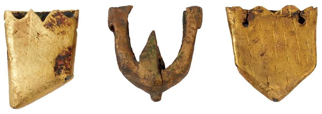 A SMALL COLLECTION OF 14TH CENTURY SWORD OR DAGGER CHAPES, (1 of 11)