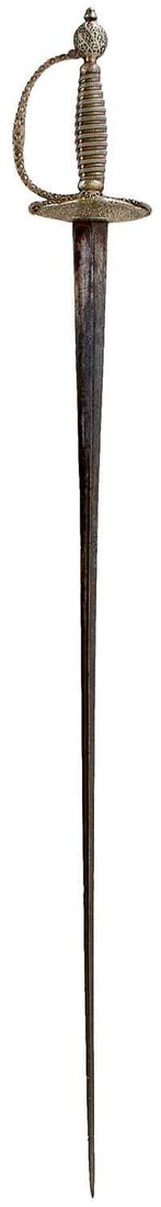 AN 18TH CENTURY SILVER HILTED SMALLSWORD, (1 of 15)