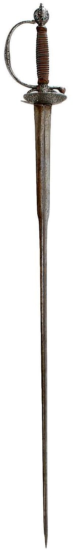 AN 18TH CENTURY ITALIAN STEEL HILTED SMALLSWORD,: AN 18TH CENTURY ITALIAN STEEL HILTED SMALLSWORD, 79.5cm colichemarde blade by Philipon Marchand of Turin, characteristic hilt with finely chiselled and pierced shell guard decorated with scrolling fol