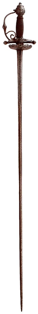A 17TH CENTURY ENGLISH CIVIL WAR PERIOD OFFICER'S RAPIER, (1 of 14)
