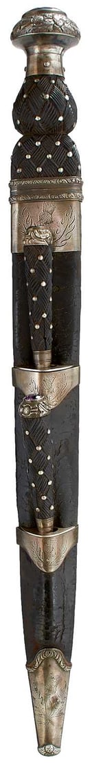 A 19TH CENTURY WHITE METAL MOUNTED SCOTTISH DIRK, (1 of 19)