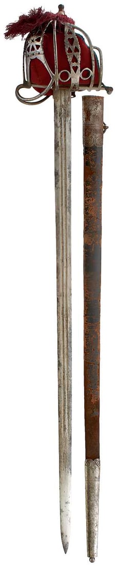 AN 1828 PATTERN BASKET HILTED BROADSWORD, (1 of 13)