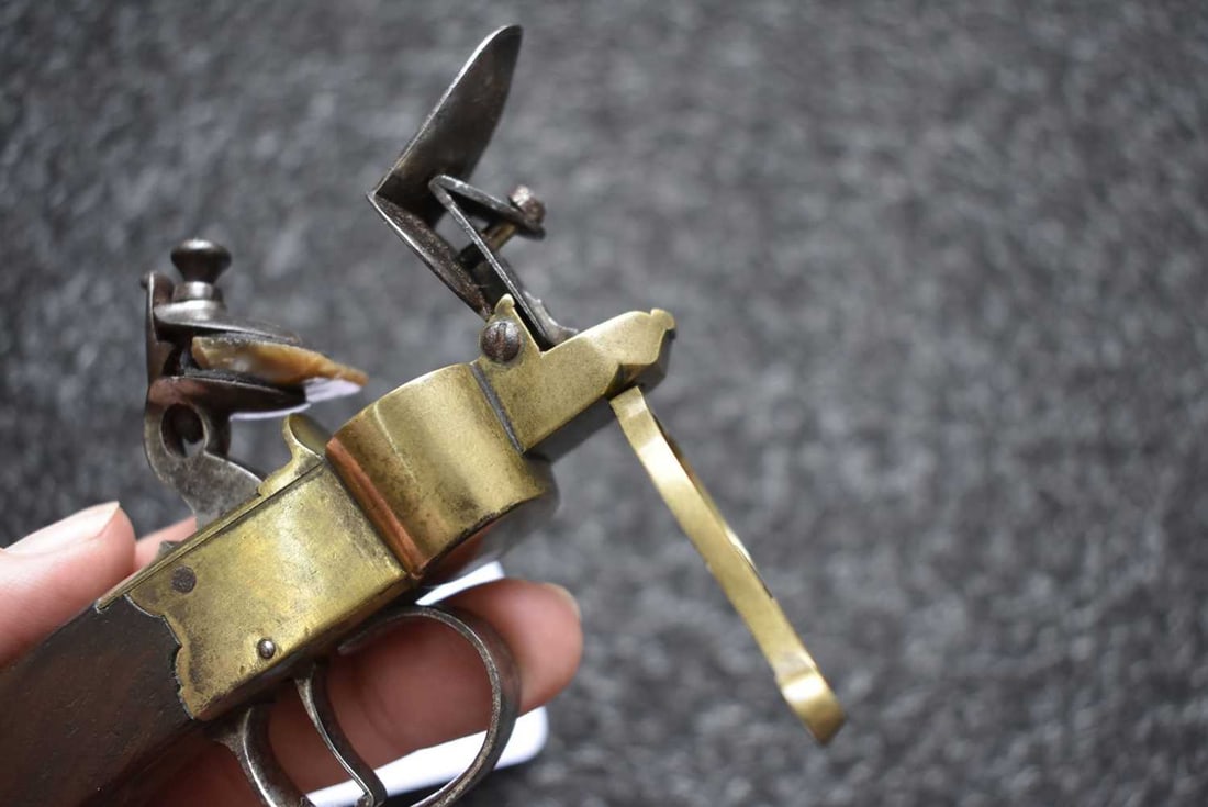 A FLINTLOCK TINDER LIGHTER, - 4