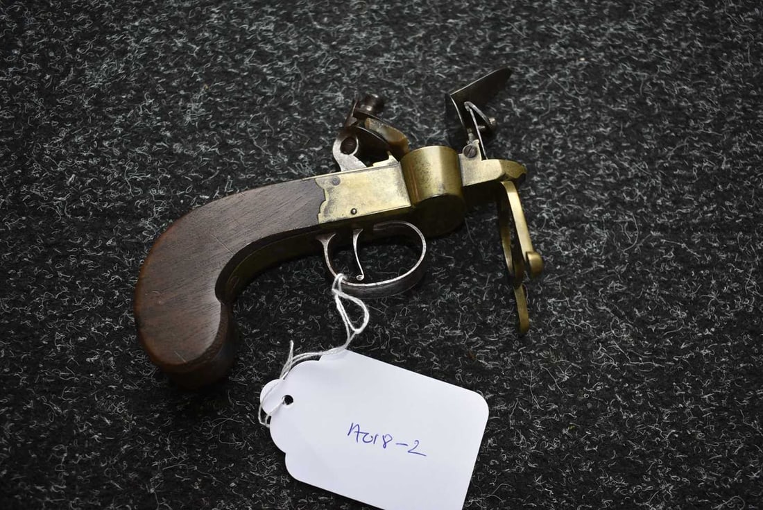 A FLINTLOCK TINDER LIGHTER, - 6