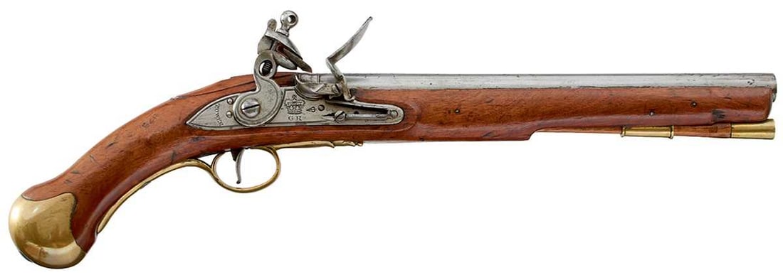 A .560 CALIBRE PATTERN 1801 FLINTLOCK LONG SEA SERVICE PISTOL, (1 of 14)